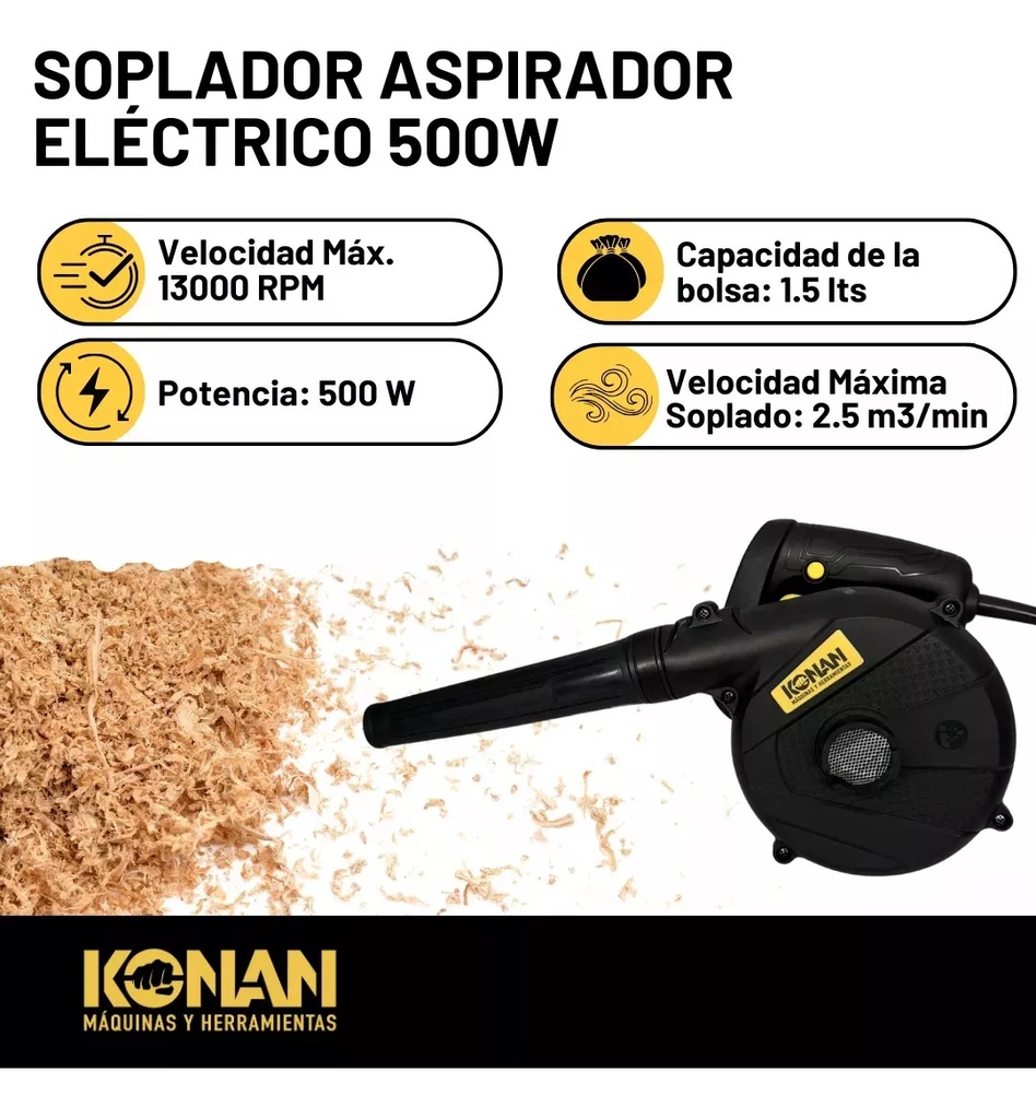 Sopladora Eléctrica Konan Kse500 500w Velocidad Variable Negro
