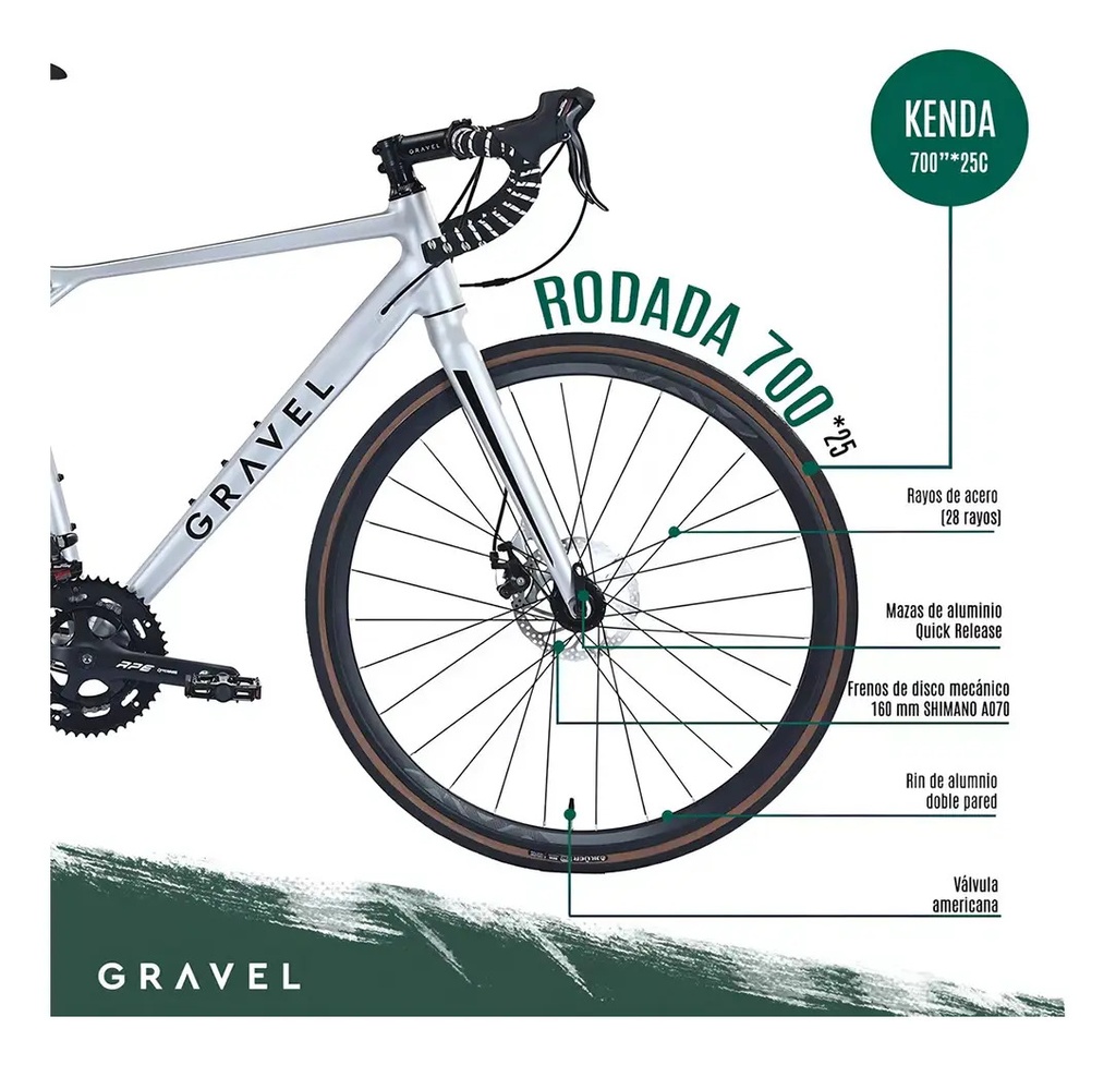 Bicicleta De Gravel R700c Fiat 500 Aluminio Rodado 28.5 Gris Gris R28.5