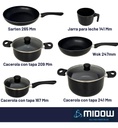 Bateria De Cocina 9 Piezas Midow Set Ollas Sarten Wok Teflon Negro