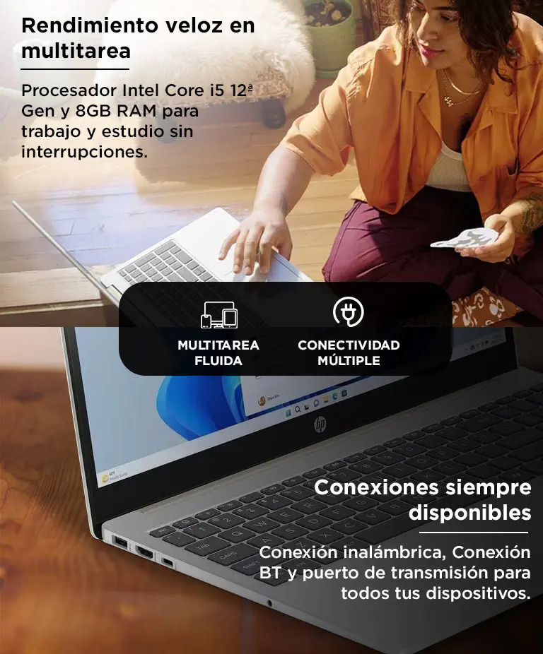 Notebook Hp 15.6  Intel I5 1235u 8gb Ram 512gb Ssd - Touchscreen - Natural Silver Plateado