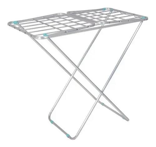 Tender De Piso Para Ropa Mor 006046 De Aluminio Con Alas Plateado
