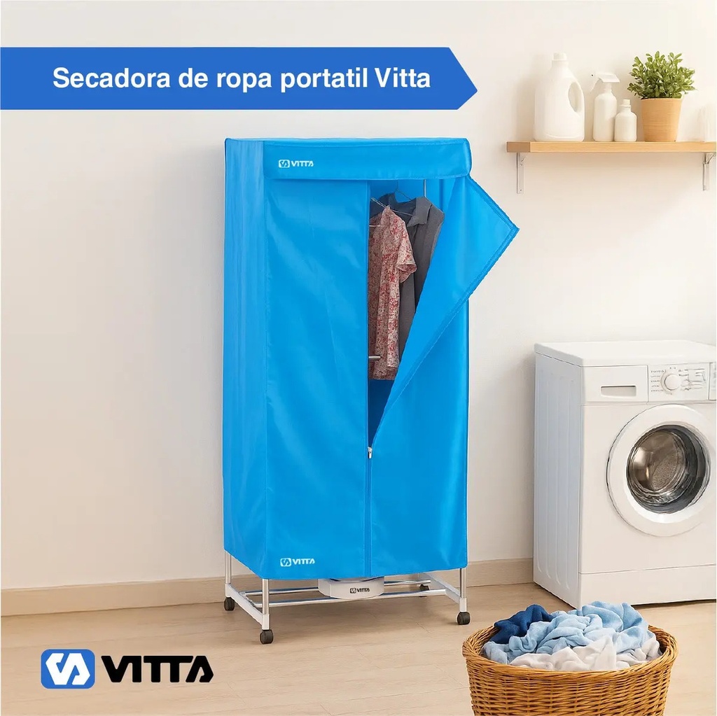 Secador De Ropa A Calor Tender Vertical 2en1 Portátil Vitta Azul