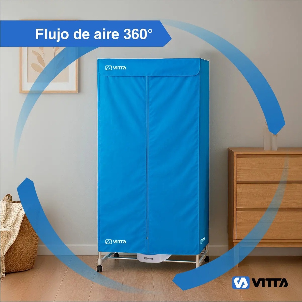 Secador De Ropa A Calor Tender Vertical 2en1 Portátil Vitta Azul