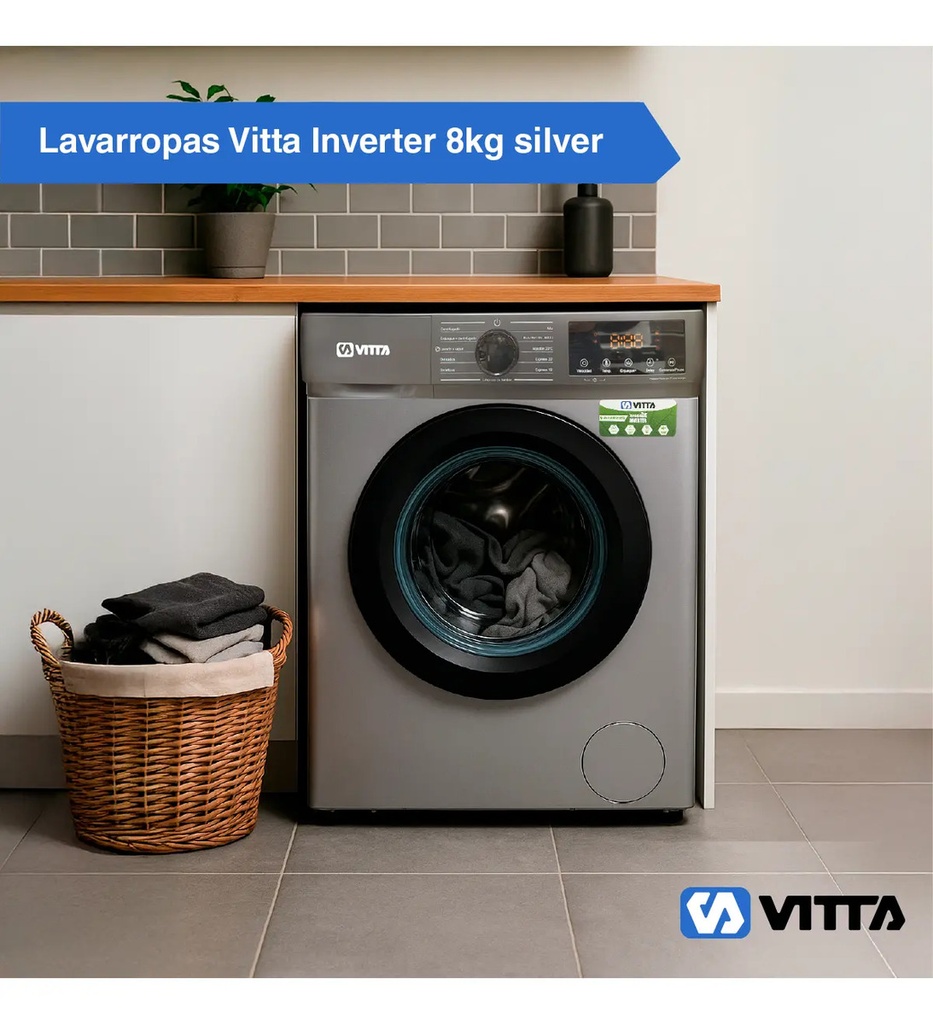Lavarropas Vitta Inverter 8kg Silver 1200 Rpm Vit-wmcfsl8k