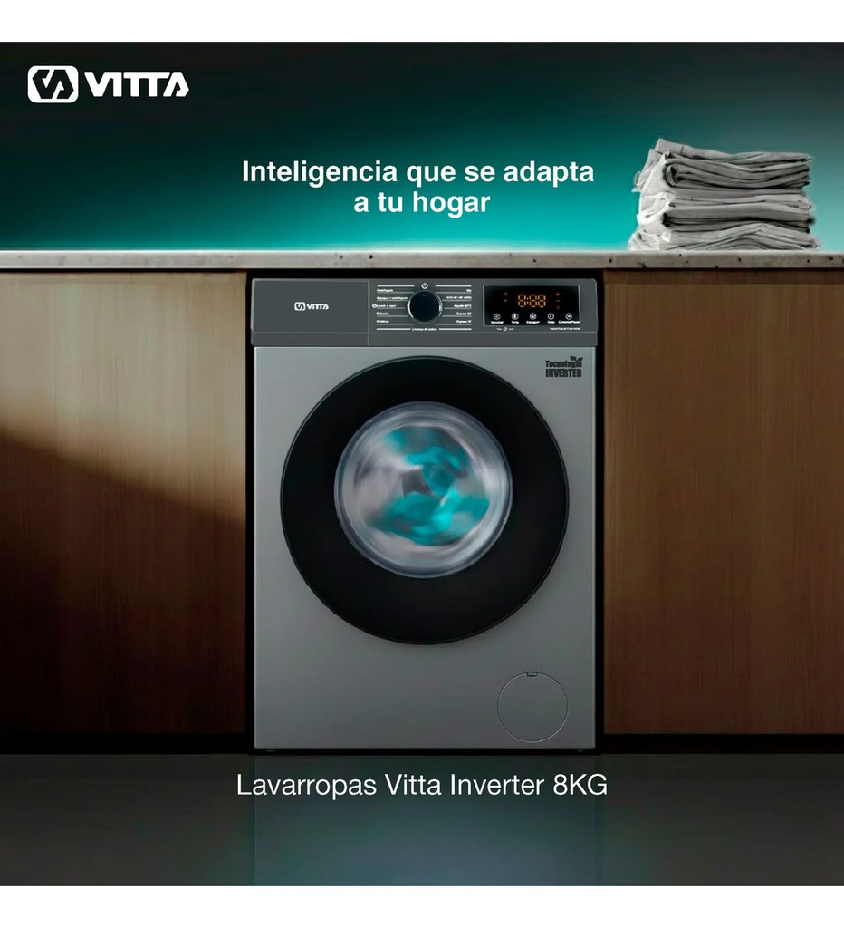 Lavarropas Vitta Inverter 8kg Silver 1200 Rpm Vit-wmcfsl8k