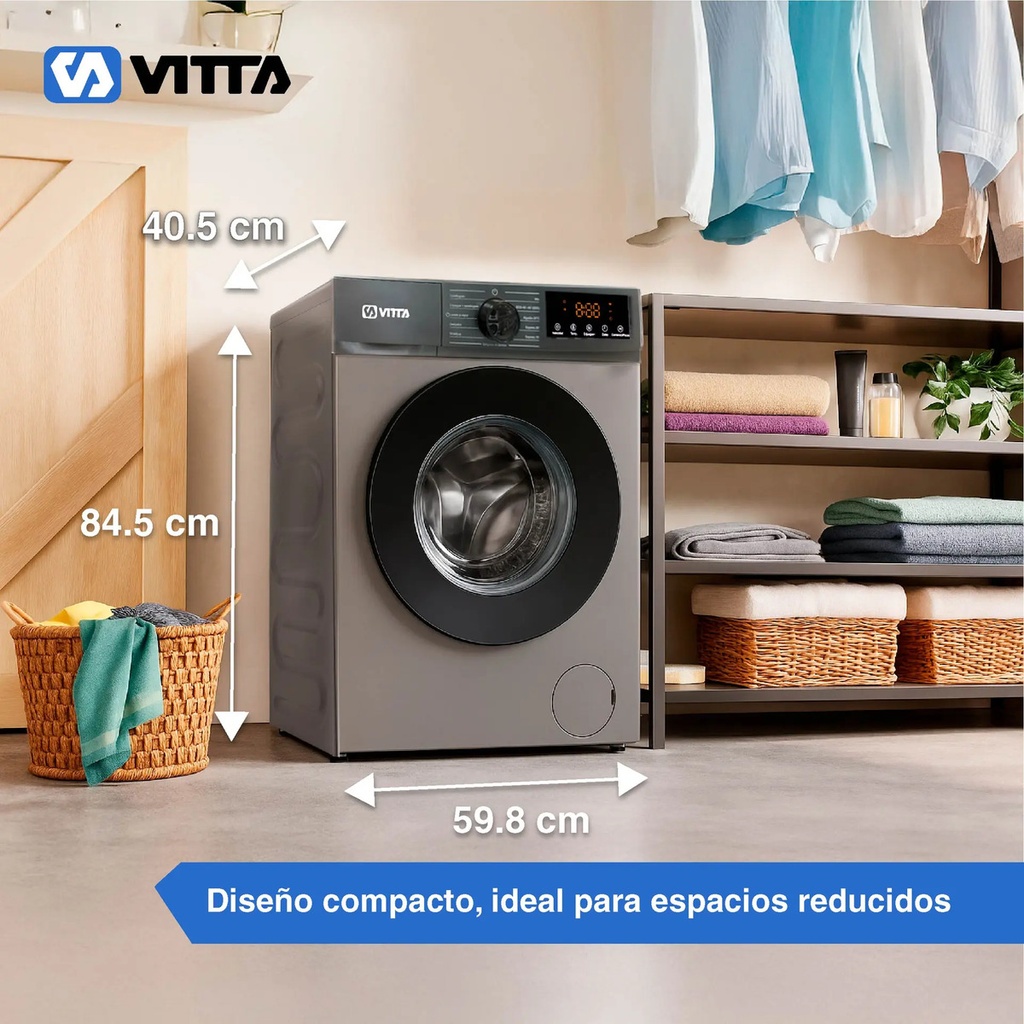 Lavarropas Vitta Inverter 8kg Silver 1200 Rpm Vit-wmcfsl8k
