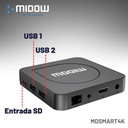 Tv Box Smart 4k Android Midow Wifi Ethernet Convertidor Negro Estándar