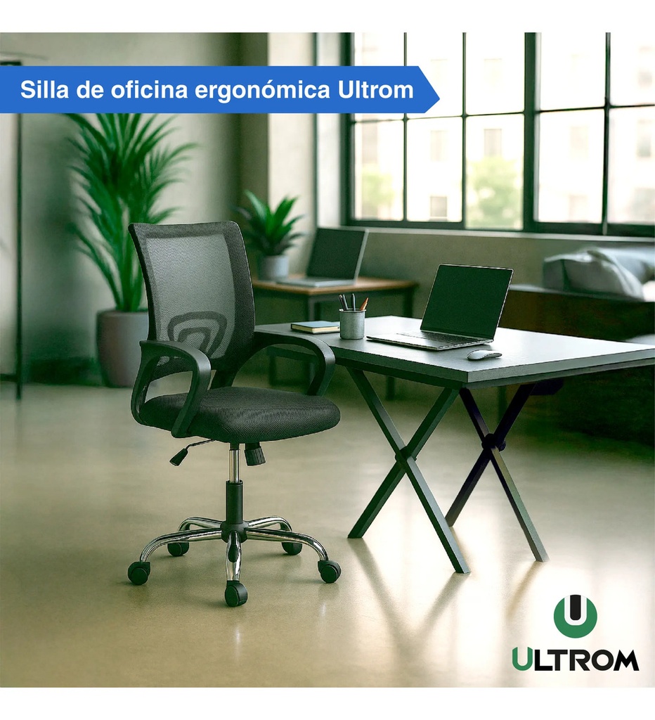 Silla Escritorio Ergonómica Ultrom 103 Black Oficina Negro Malla