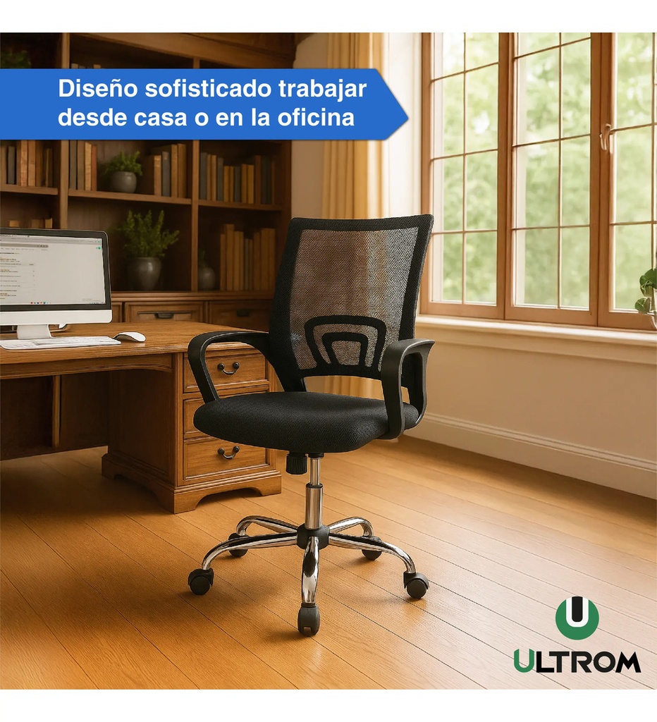 Silla Escritorio Ergonómica Ultrom 103 Black Oficina Negro Malla