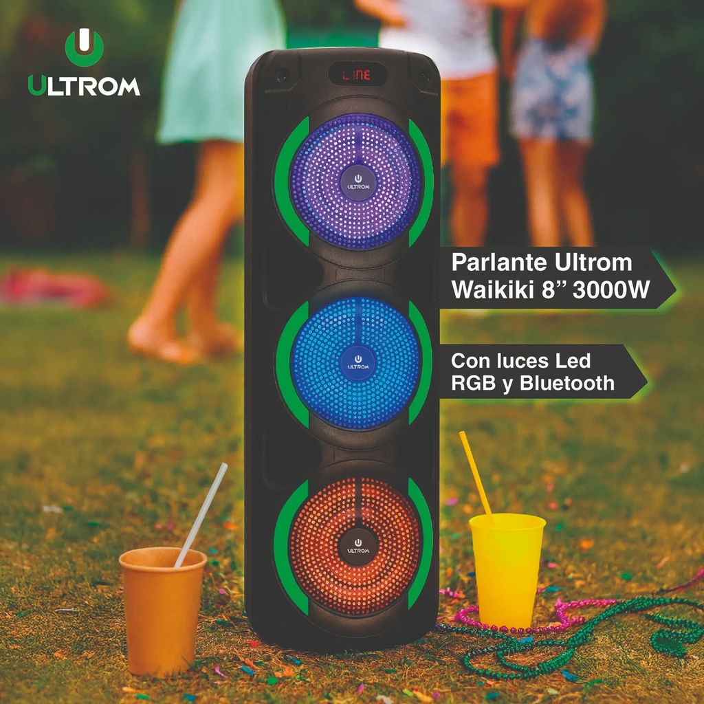 Torre De Sonido Parlante Ultrom Waikiki 3000w Bluetooth - Negro