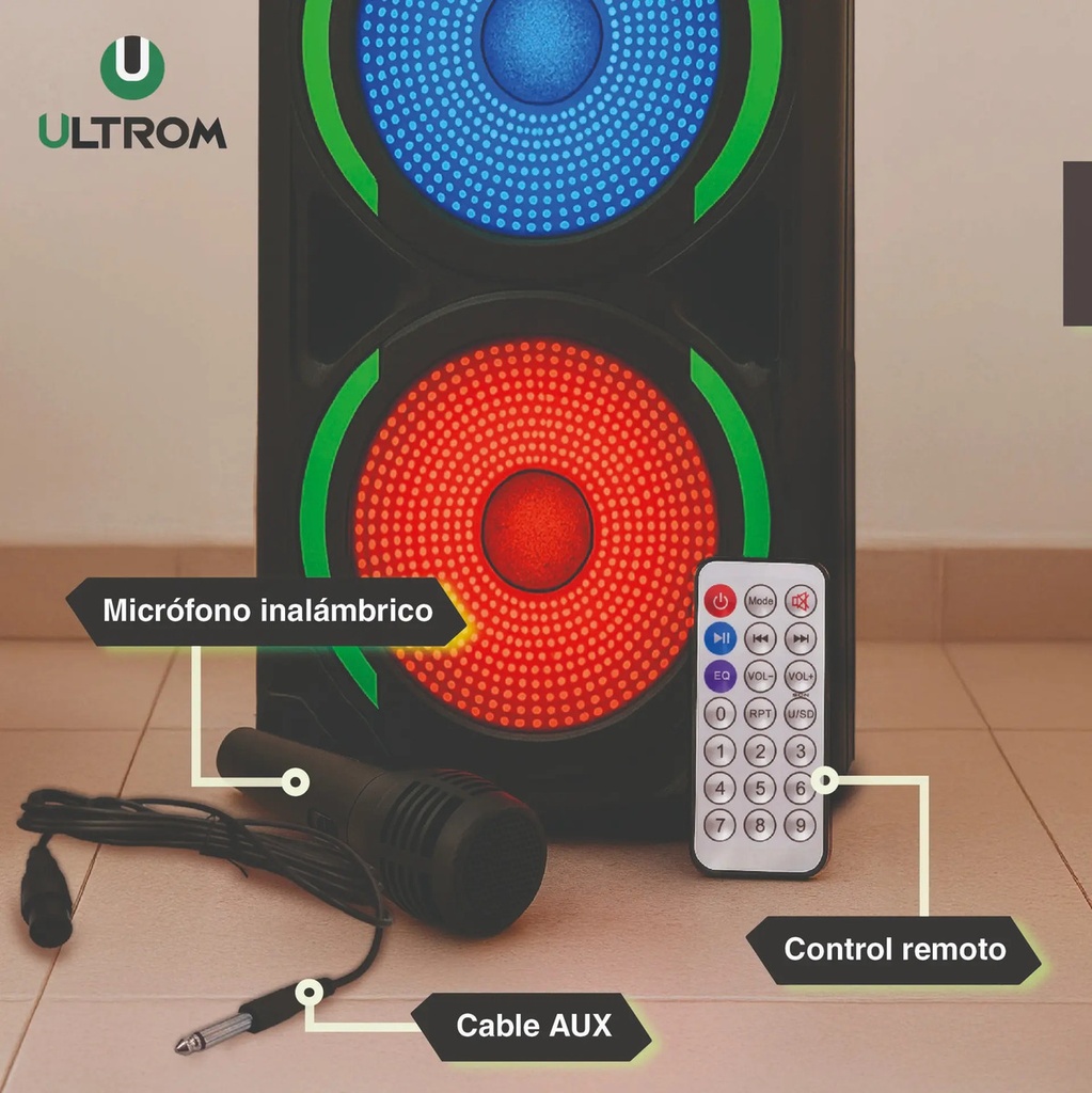 Torre De Sonido Parlante Ultrom Waikiki 3000w Bluetooth - Negro