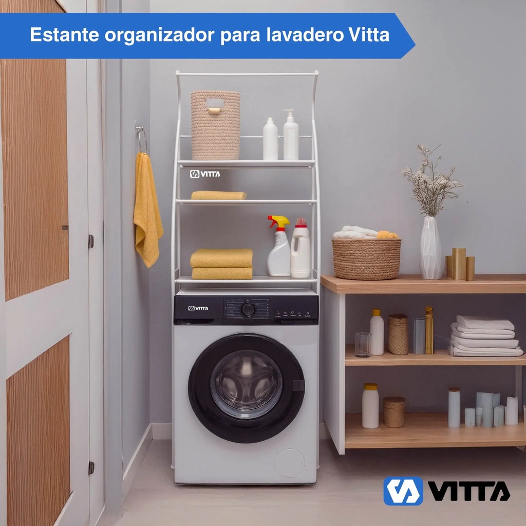 Mueble Organizador De Lavadero Vitta 3 Estantes Bastidor Blanco