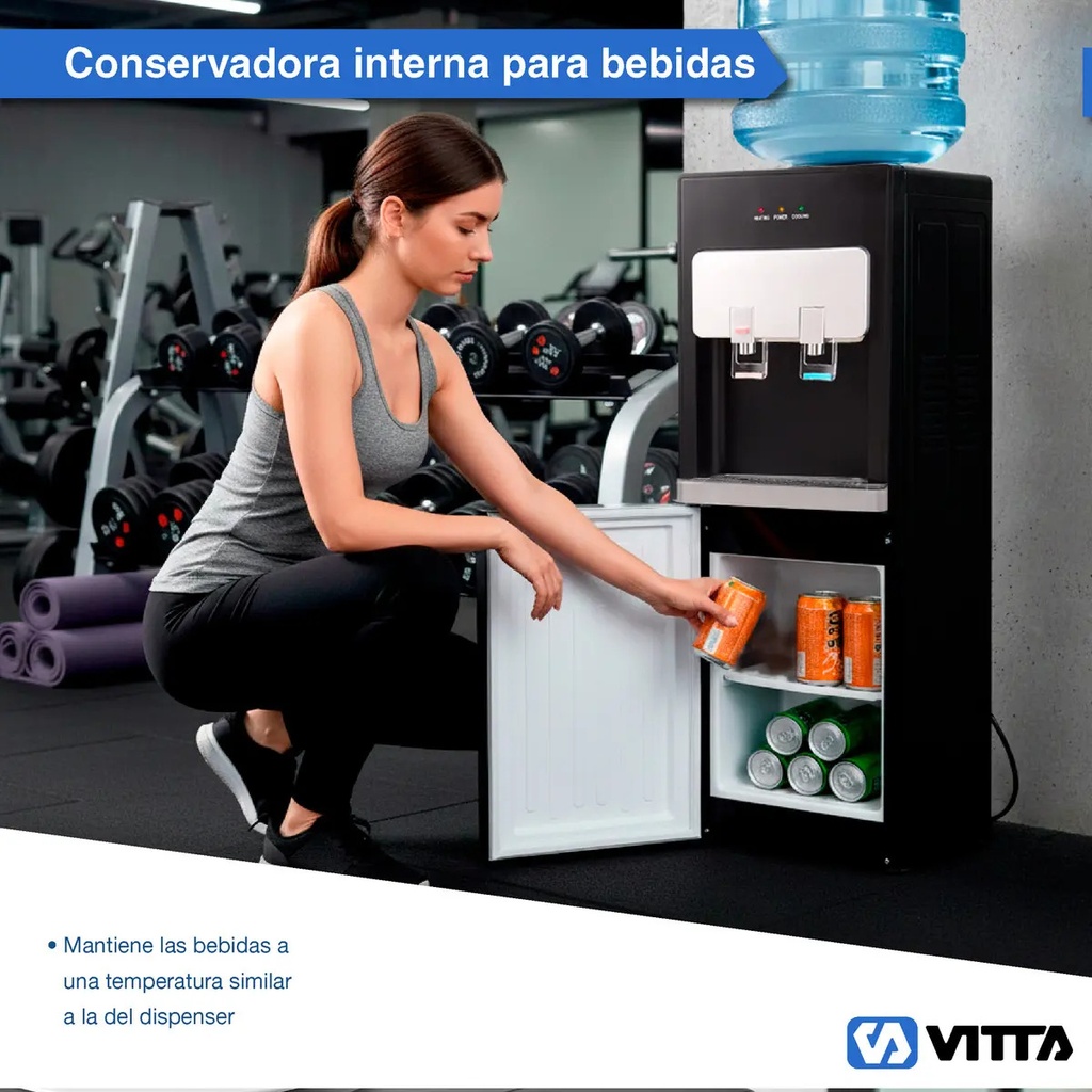 Dispenser De Agua Vitta Frío/calor Con Conservadora Dafcb002 Negro
