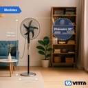 Ventilador De Pie 20 Pulgadas Vitta 3 Vel 95w Control Remoto 50 Cm 50 Cromado Negro Plástico 5