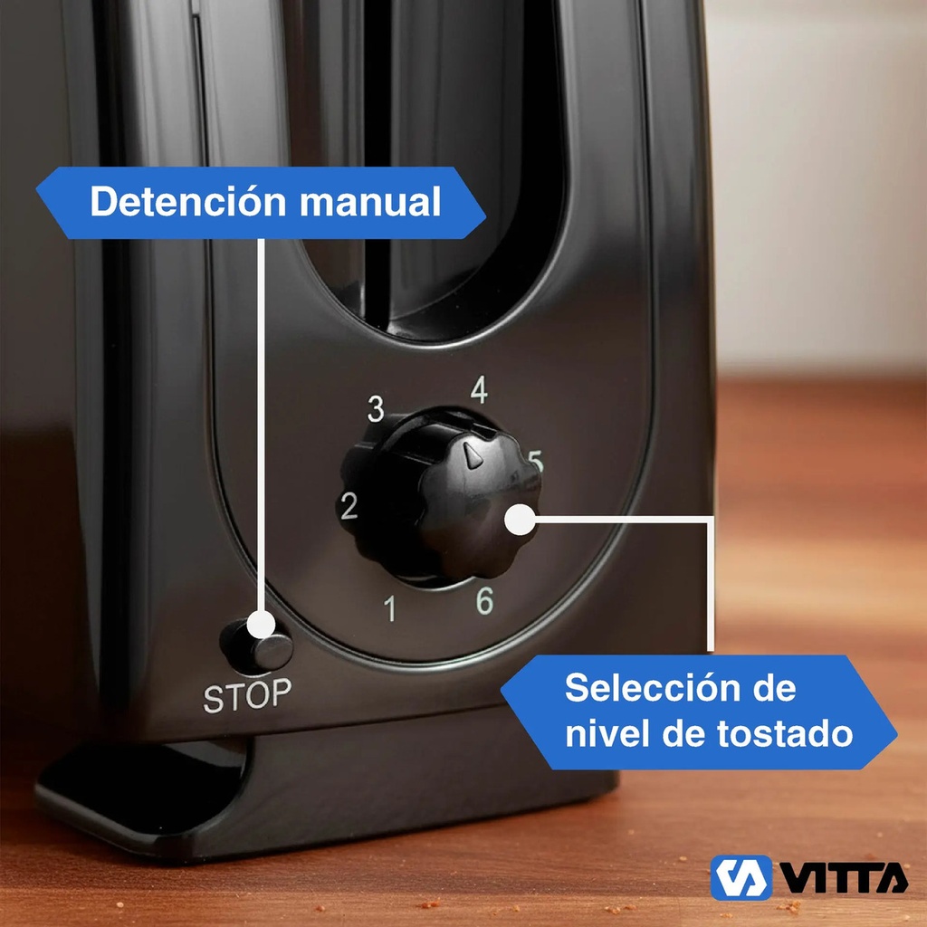 Tostadora 1400w Metal 4 Panes 6 Niveles - Vitta Plateado