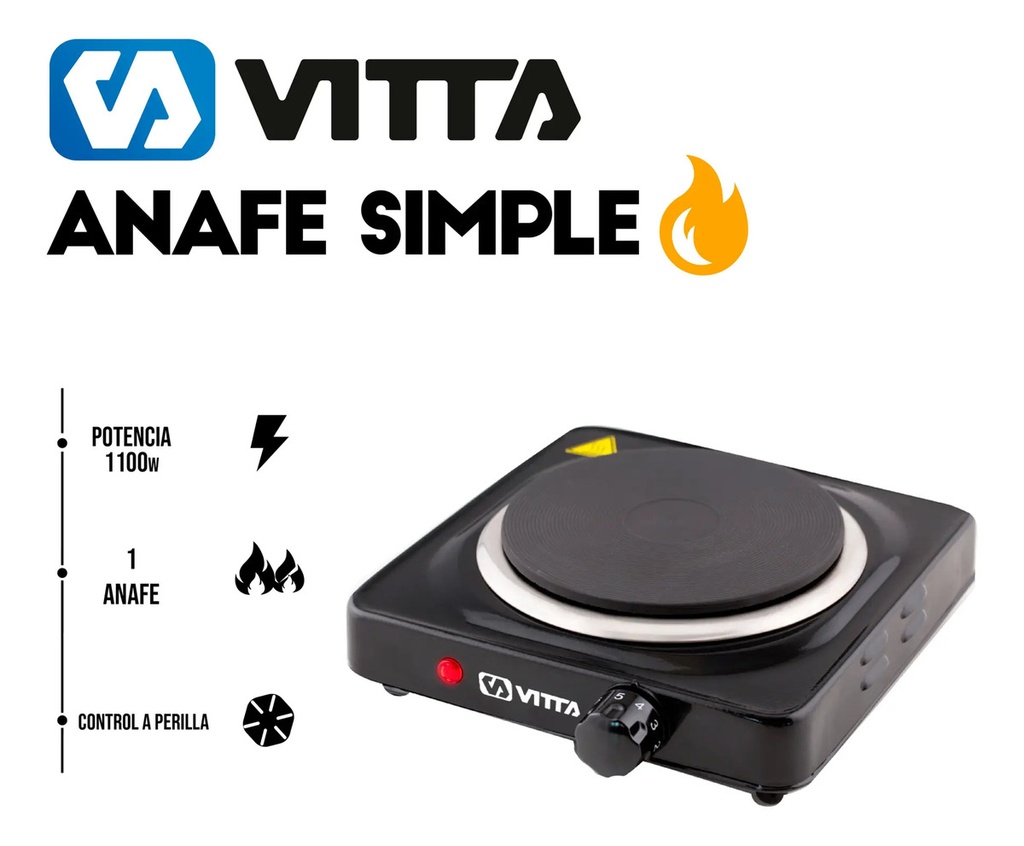Anafe Electrico Simple Vitta - Negro 220v Negro
