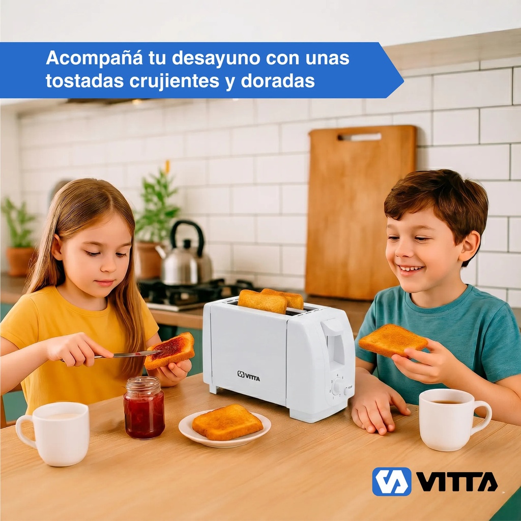 Tostadoras Electricas 2 Panes Vitta 6 Niveles 800w - Blanca Blanco