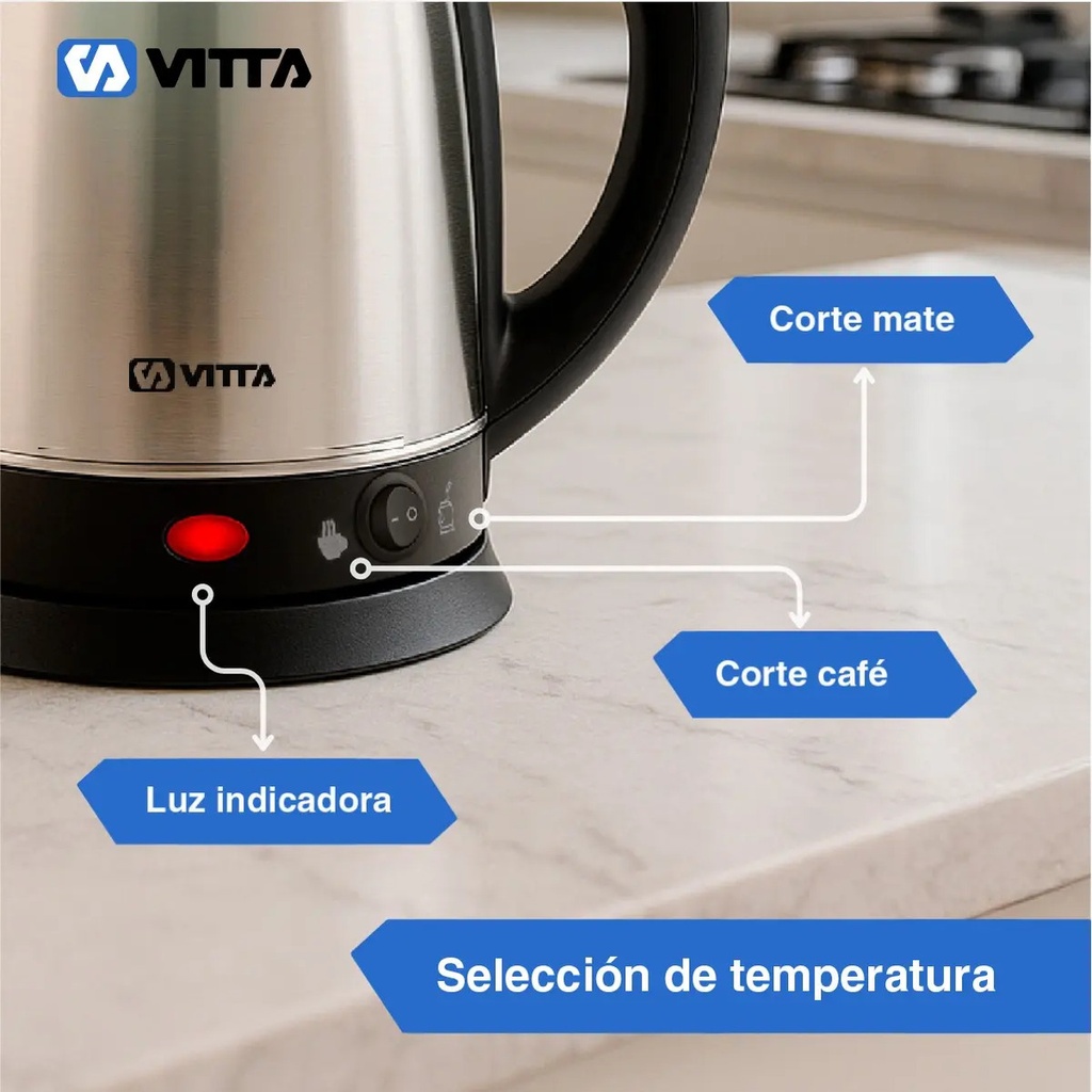 Jarra Pava Eléctrica Corte Mate Vitta 1.8l 1500w Gris