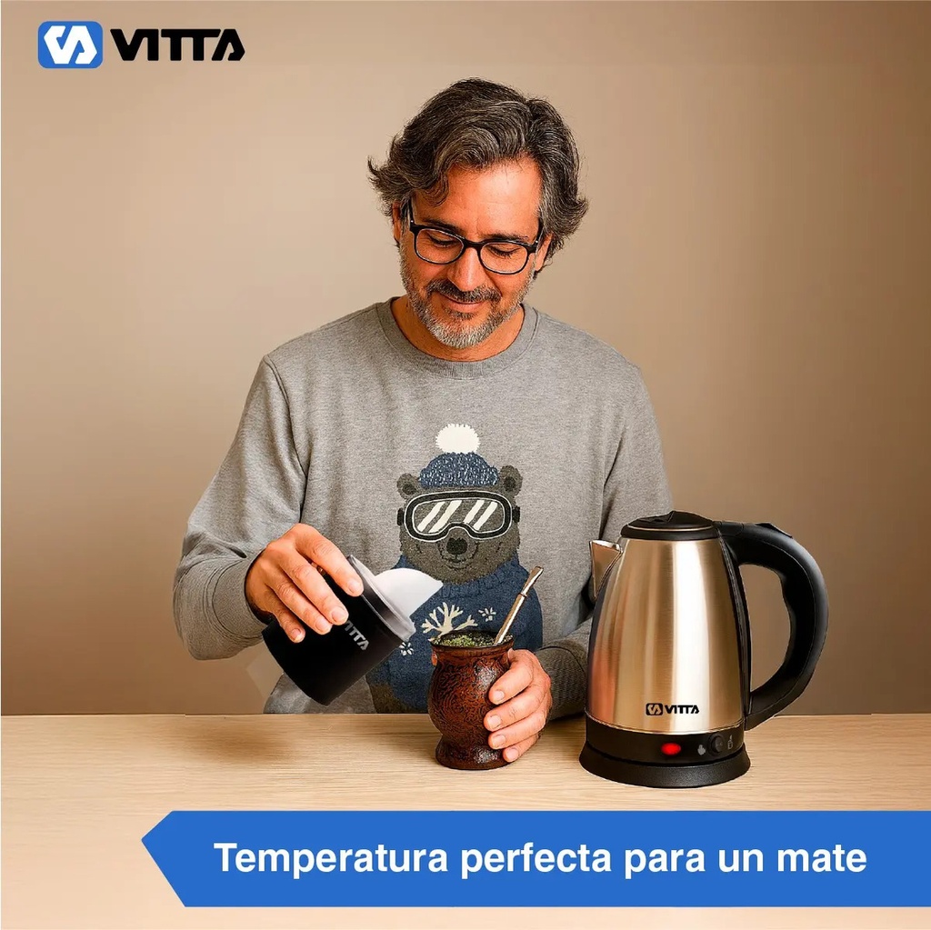 Jarra Pava Eléctrica Corte Mate Vitta 1.8l 1500w Gris