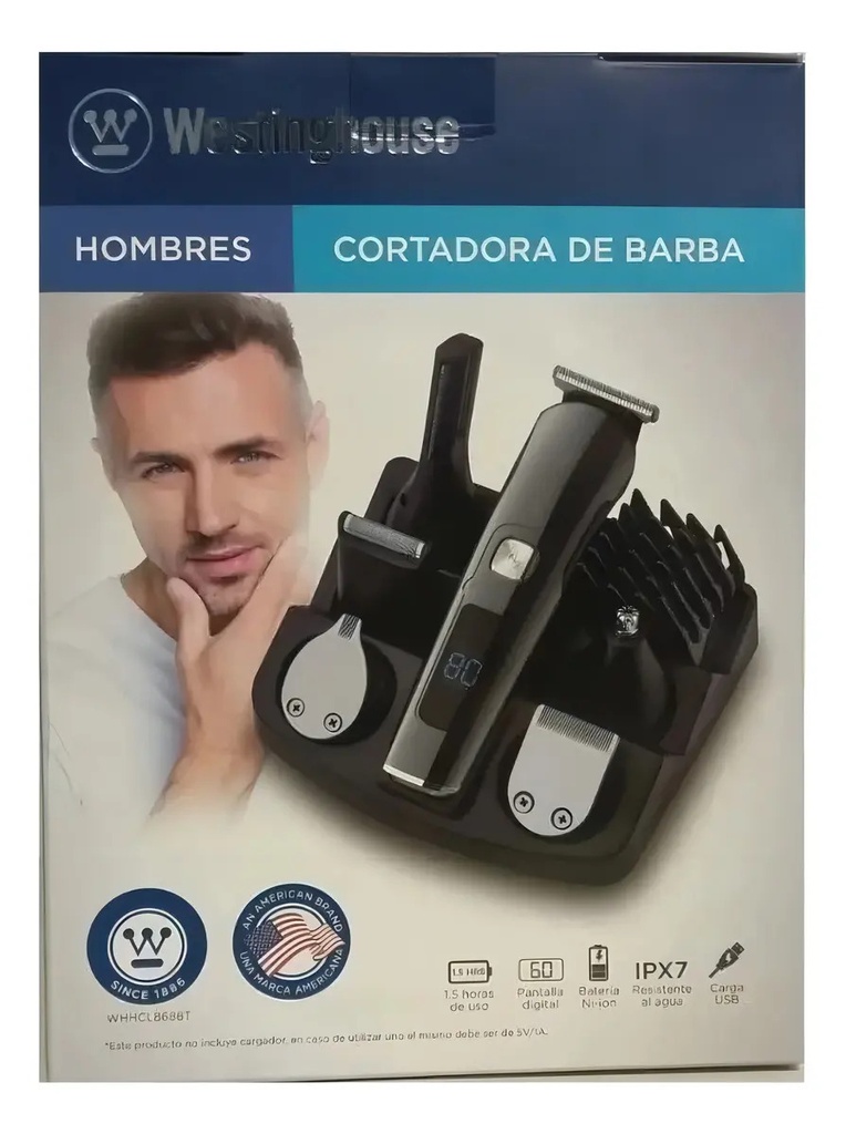 Afeitadora Eléctrica Hombre Westinghouse 6 Funciones Usb Color Negro