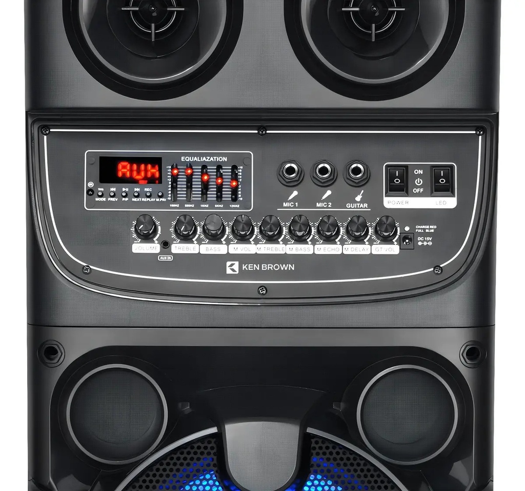 Parlante Portátil Ken Brown Boom 10 Con Bluetooth, Karaoke Y Led, Negro, 40000w Rms, 12v