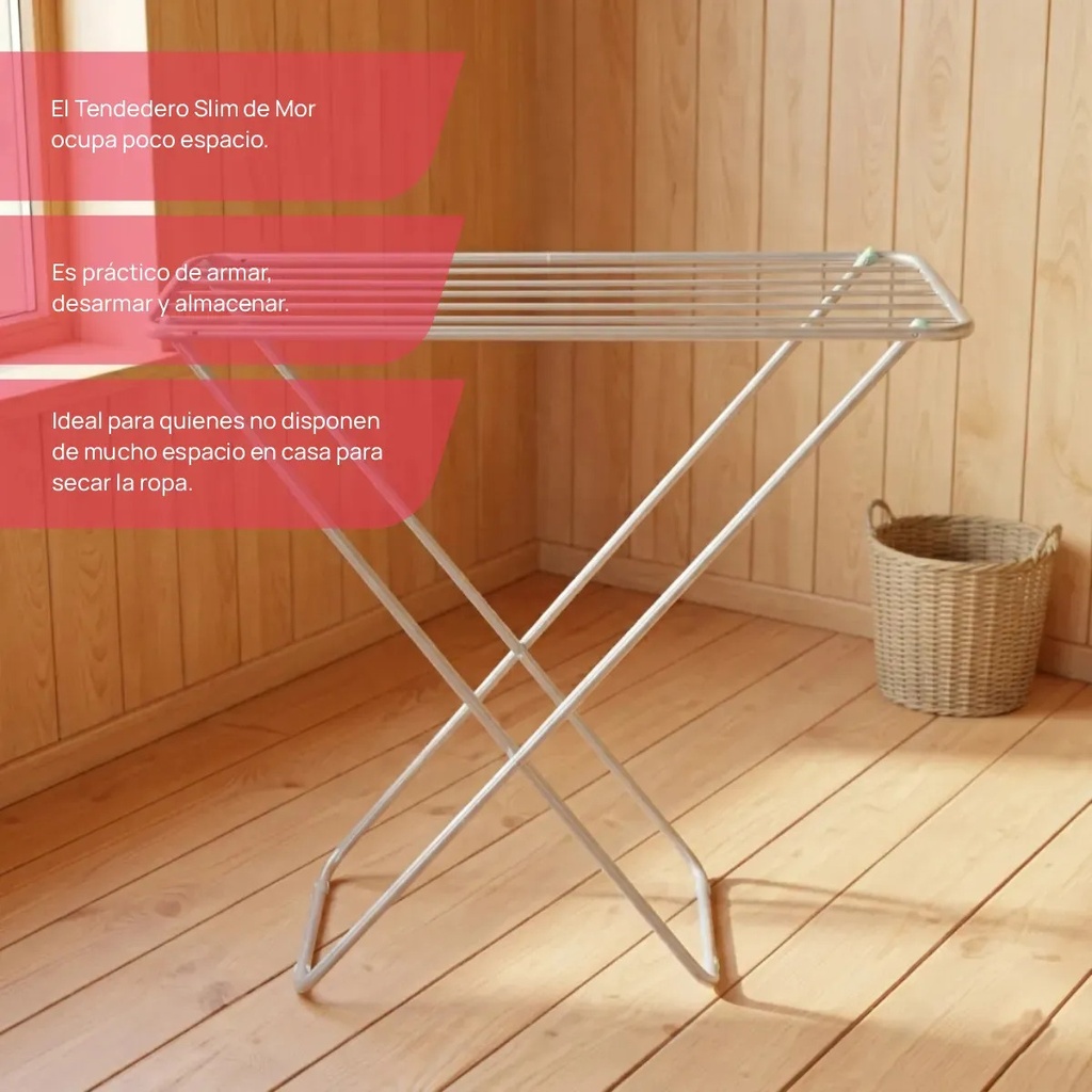 Tendedero De Piso Ropa Aluminio Slim Mor 6045 Color Aluminio Mor