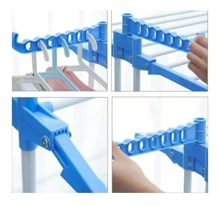 Tender Ropa Vertical Plegable Alas Reforzado 3 Niveles Color Blanco Más Que Sillas Blanco Azul
