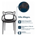 Silla Allegra De Diseño Para Comedor Interior Y Exterior. Estructura De La Silla Negro Asiento Negro Diseño De La Tela Liso