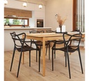 Silla Allegra De Diseño Para Comedor Interior Y Exterior. Estructura De La Silla Negro Asiento Negro Diseño De La Tela Liso