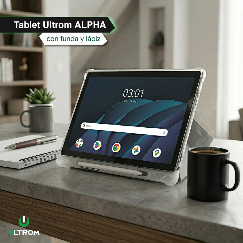 Tablet Ultrom 4gb Ram 128gb Memoria Protector Funda Lapiz Negro