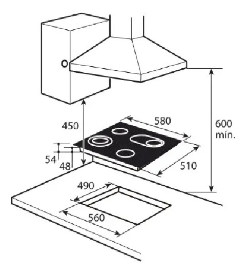 Anafe Eléctrico Vitrocerámico 60 Cm Negro Drean Aedr60cnv