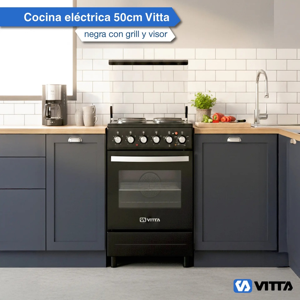 Cocina Eléctrica Vitta 50cm Negra/acero