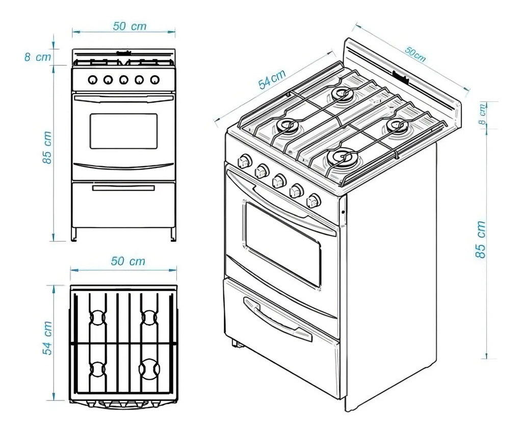 Cocina Escorial Candor S2 Color Blanco Gas Natural Blanco