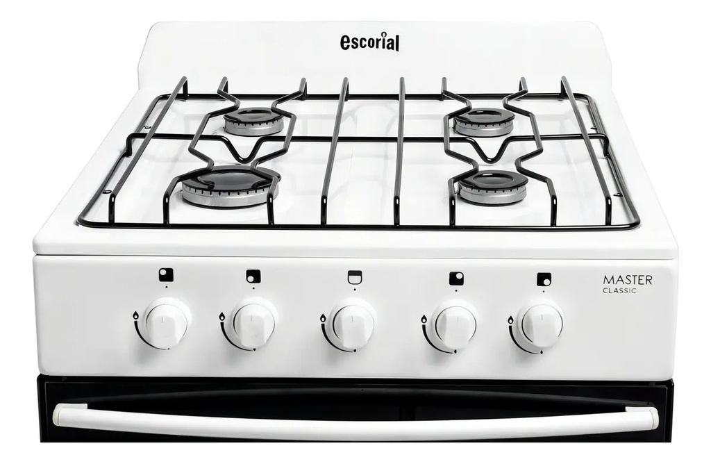 Cocina Gas Envasado Master 4 Hornallas 56cm Escorial Blanco Blanco