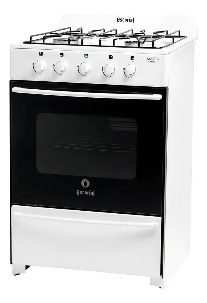Cocina Gas Envasado Master 4 Hornallas 56cm Escorial Blanco Blanco