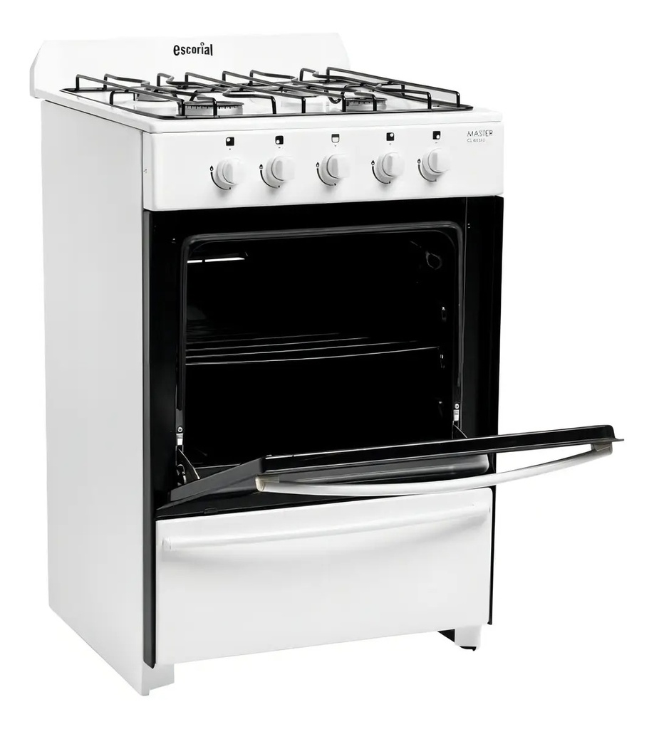Cocina Gas Envasado Master 4 Hornallas 56cm Escorial Blanco Blanco