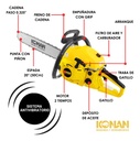 Motosierra 20  Potencia 3.0 Hp 2.2 Kw 7000 Rpm Konan Profesional