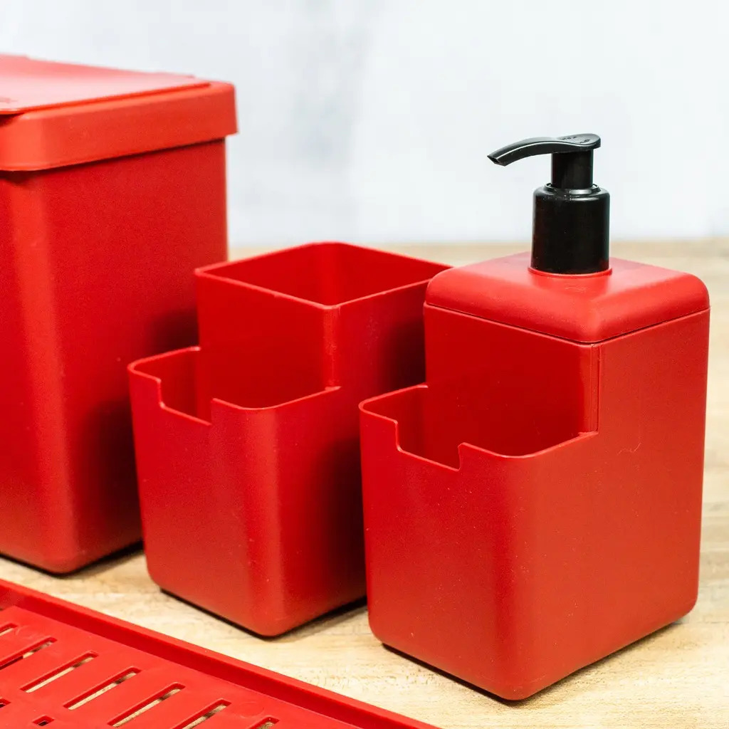 Kit Combo Cocina - Escurridor Organizador Jabonera Tacho