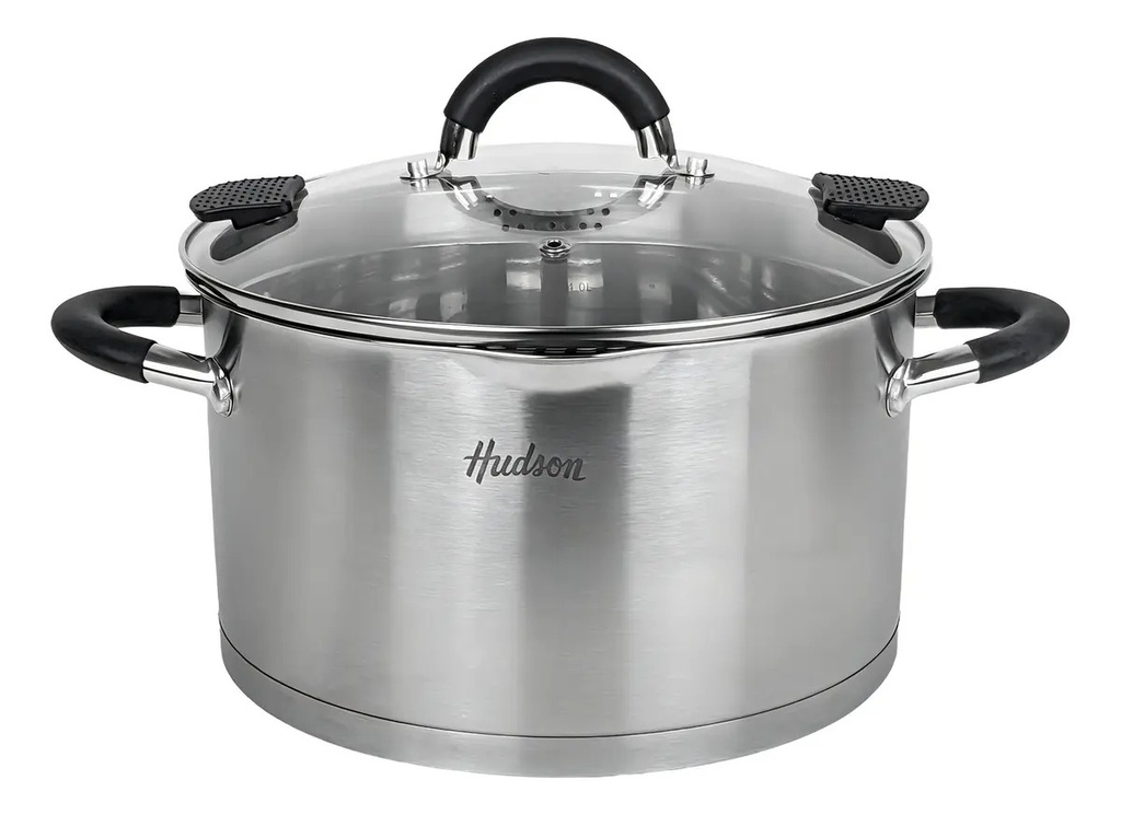 Juego 3 Ollas Acero Inoxidable Triple Fondo - Hudson 6 Pzas Color Plateado