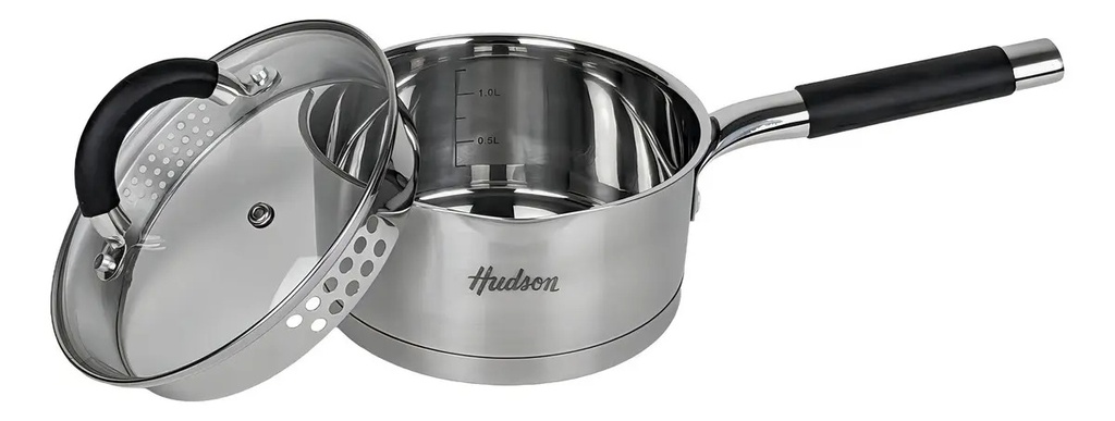 Juego 3 Ollas Acero Inoxidable Triple Fondo - Hudson 6 Pzas Color Plateado