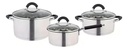 Juego 3 Ollas Acero Inoxidable Triple Fondo - Hudson 6 Pzas Color Plateado