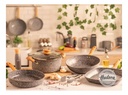 Juego Ollas Hudson Cerámica Antiadherente Aluminio - Forjado Gris