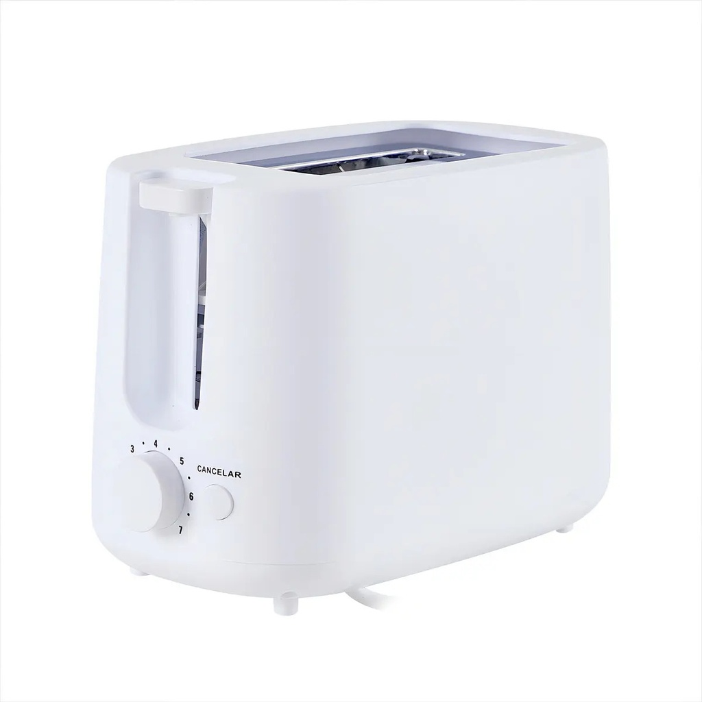 Tostadora Eléctrica Microsonic 800w 2 Panes Rebanadas Color Blanco