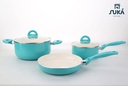 Set Cocina Revestida En Ceramica Antiadherente - Cacerola. Celeste