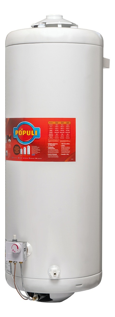 Termotanque Gas Envasado Ecotermo Populi 100lts C/superior. Blanco