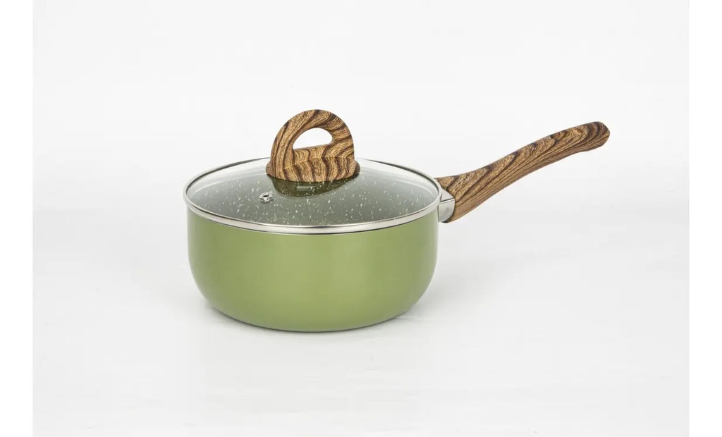 Juego Ollas Suka Teflon Granito Verde Antiadherente 5pz. Verde Mango