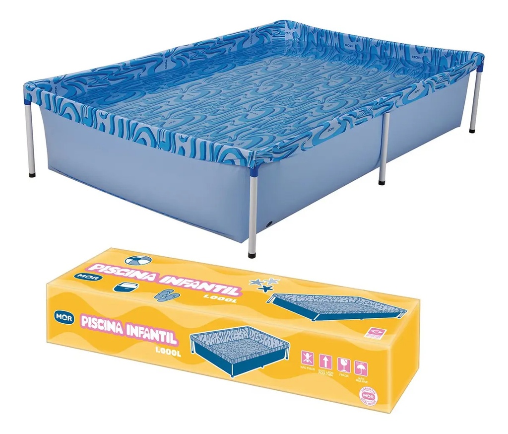 Pileta Estructural Rectangular Mor 001002 Con Capacidad De 1000 Litros 1.26x1.89 M Azul Agua