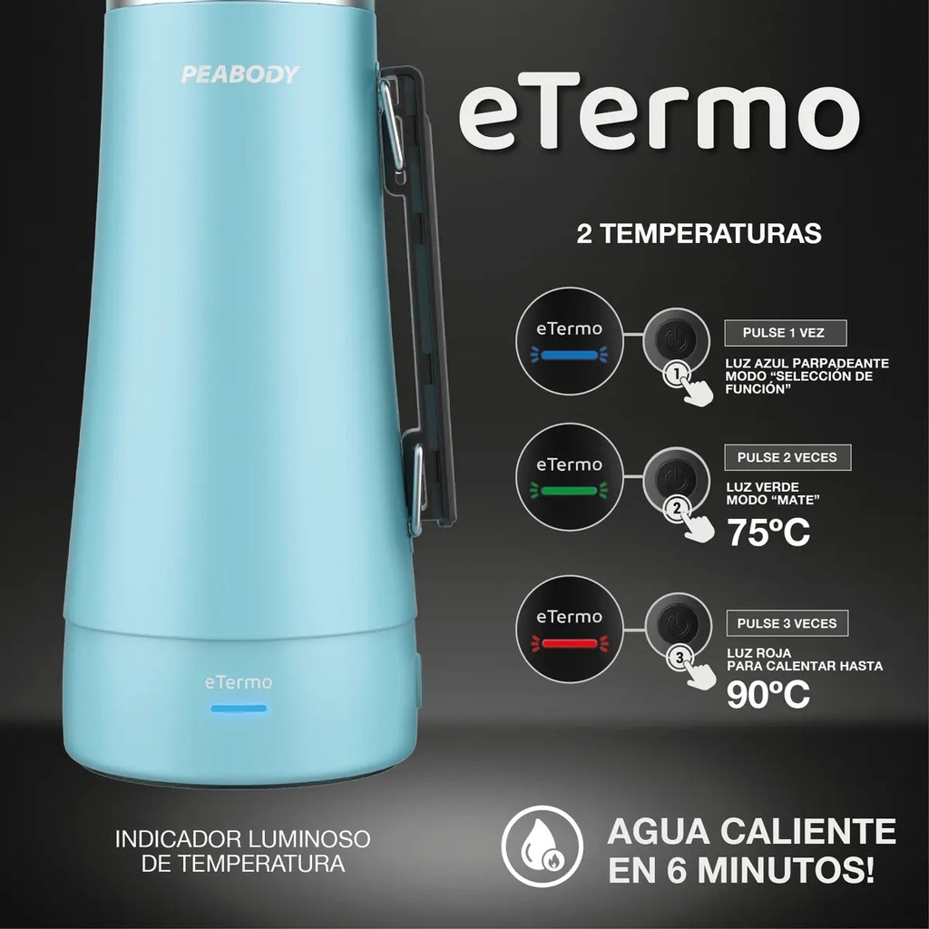 Termo Electrico Que Calienta El Agua Peabody Pe-eta1001c 1 Litro Color Celeste