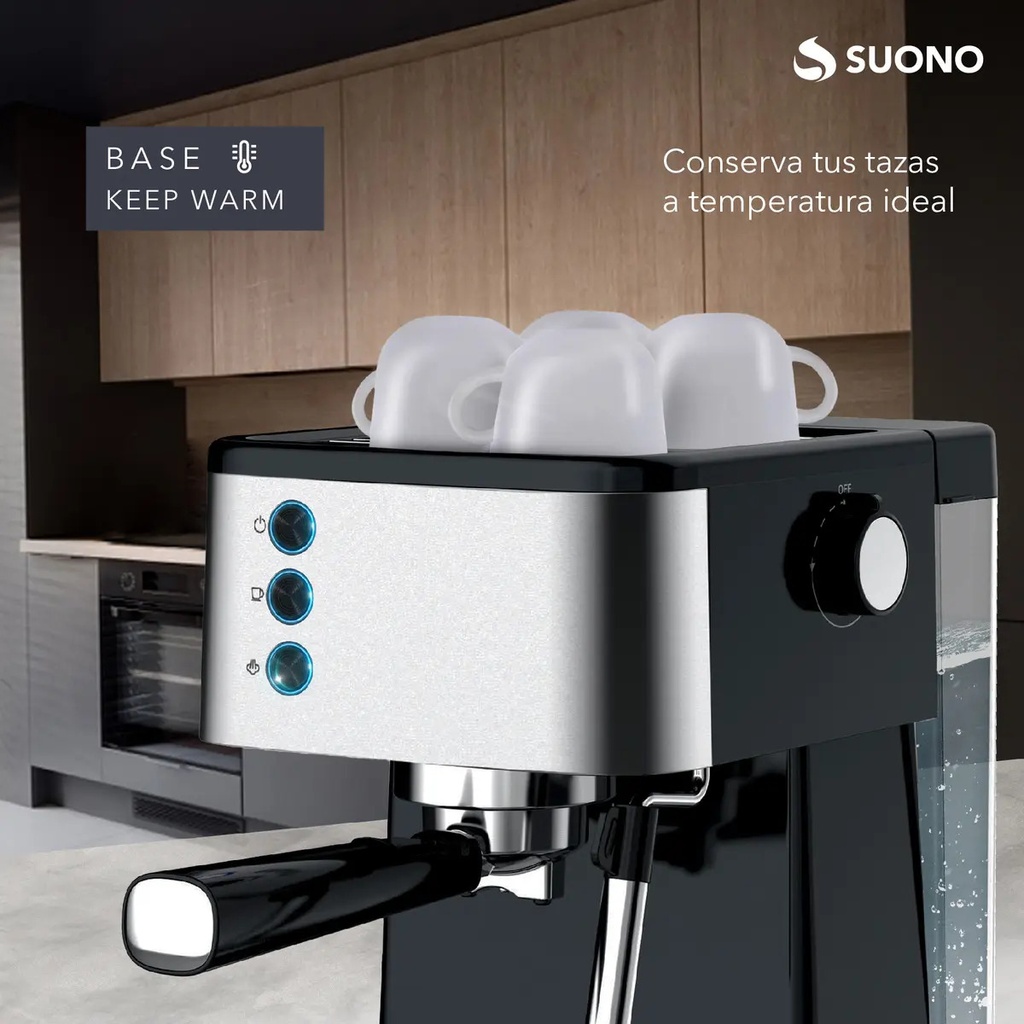 Cafetera Express Suono Snpe-2006 1.5 L Acero Inoxidable 20 B Negro/plateado
