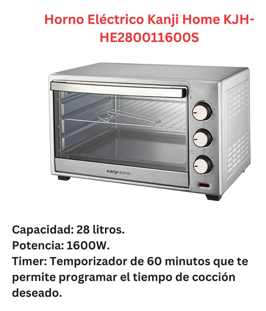 Horno Eléctrico Kanji Home- 28 Lts 1600w Silver Cye Color Gris